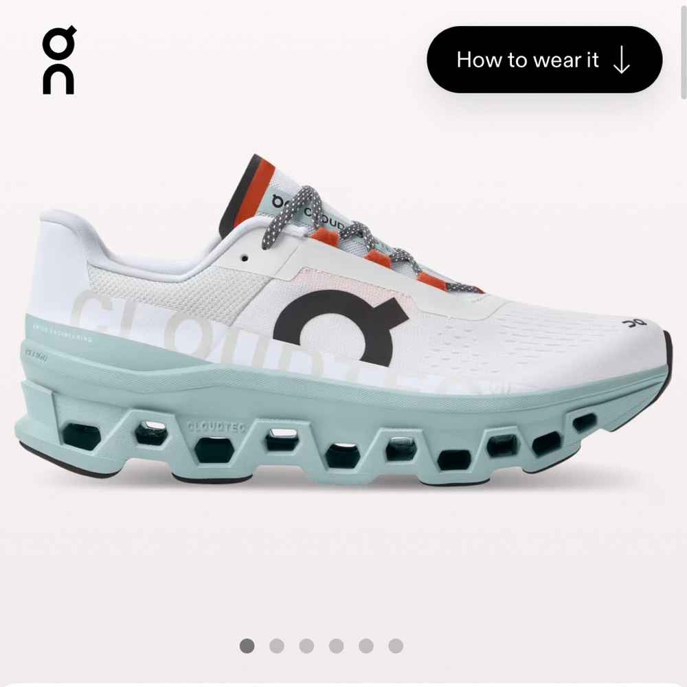 On Cloud cloudmonster men's running shoes US Men's size 7.5 frost/surf